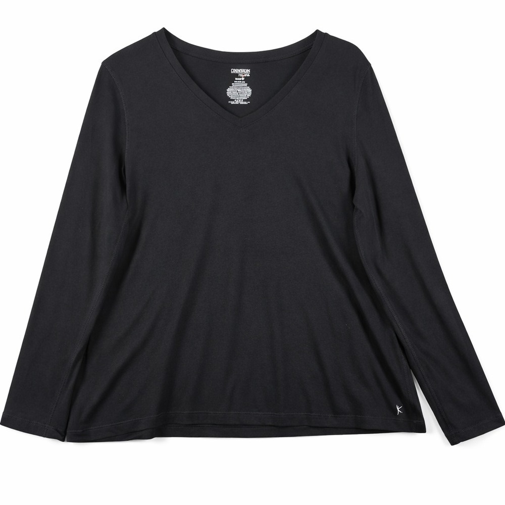 Danskin Now Women's XXL Black Long Sleeve VNeck Top Lightweight Stretch Active T